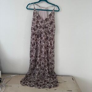 LUSH Floral Print Maxi Dress Racerback‎ Spaghetti Straps Boho Pink M